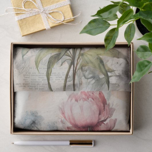 Georgeous Peony Botanical Flower Illustration 薄葉紙 (ギフト)