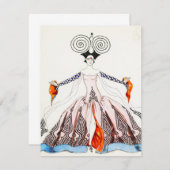 Georges Barbierアールデコファッションノートカード 招待状 (正面/裏面)