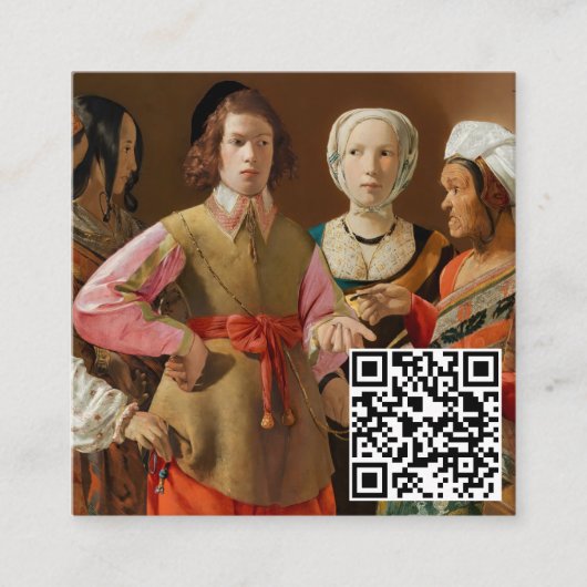 Georges de la Tour - The Fortune Teller - QR Code スクエア名刺 (正面)