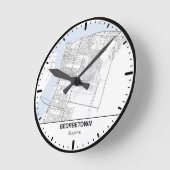 Georgetown Clock City Line Art ラウンド壁時計 (傾斜)