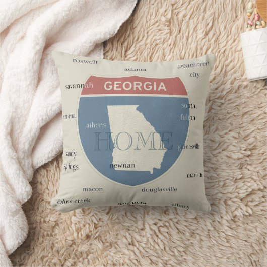 Georgia Home Throw Pillow with Cities – Custom クッション (ブランケット)