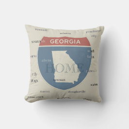 Georgia Home Throw Pillow with Cities – Custom クッション