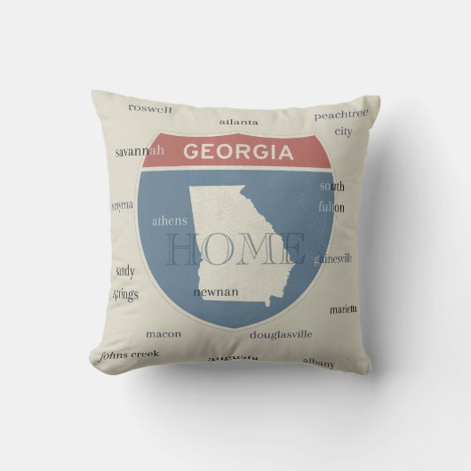 Georgia Home Throw Pillow with Cities – Custom クッション (正面)