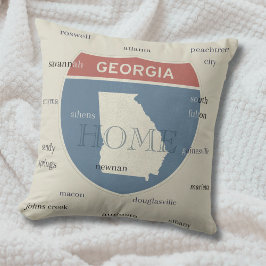 Georgia Home Throw Pillow with Cities – Custom クッション