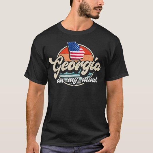 Georgia On My Mind The Peach State Outline Souther Tシャツ (正面)