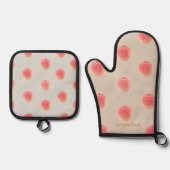 Georgia Peach Pattern Oven Mitt & Pot Holder Set  鍋つかみ&鍋敷きセット (正面)