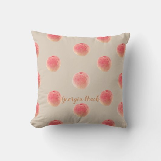 Georgia Peach Pattern Throw Pillow – Southern Home クッション (正面)