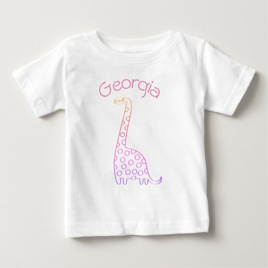 Georgia Pink Dinosaleのパーソナライズ ベビーTシャツ (正面)