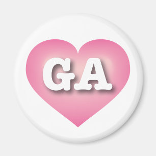Georgia Pink Fadeハート- I love GA マグネット