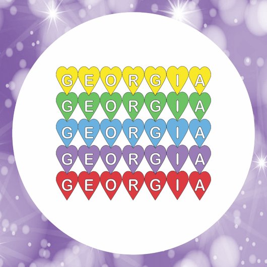 Georgia Rainbow Hearts Pattern ラウンドシール