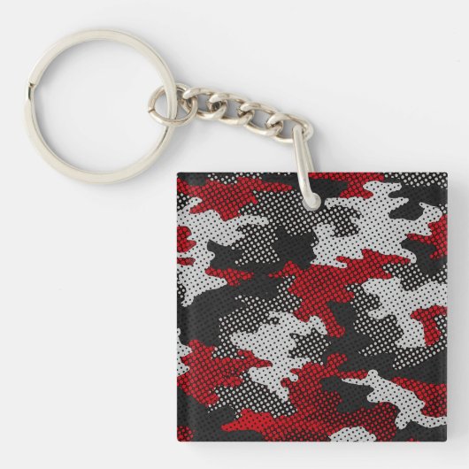 Georgia Red & Black Bulldog Spirit Camo キーホルダー (正面)
