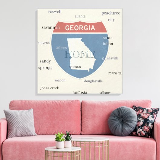 Georgia State Cities Stretched Canvas Print キャンバスプリント (インサイチュ (リビング))