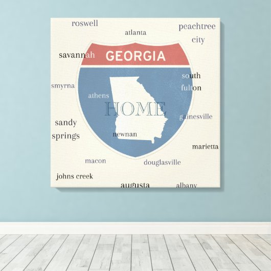 Georgia State Cities Stretched Canvas Print キャンバスプリント (インサイチュ (ウッドフロア))
