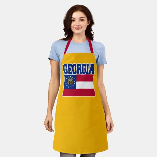 Georgia State Flag Apron エプロン (着用した状態)