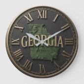 Georgia Topographic State Map Bold Modern ラージ壁時計 (正面)