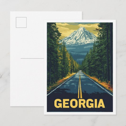 Georgia USA Art Vintage Illustration Travel ポストカード (正面/裏面)
