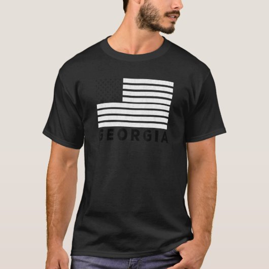 Georgia USA Flag Athens Red & Black Athens GA Amer Tシャツ (正面)