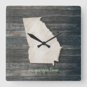 Georgia Wall Clock – Rustic Farmhouse State Decor スクエア壁時計 (正面)