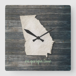 Georgia Wall Clock – Rustic Farmhouse State Decor スクエア壁時計