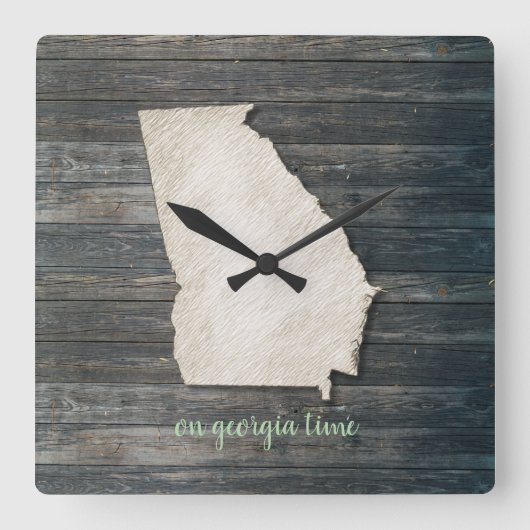 Georgia Wall Clock – Rustic Farmhouse State Decor スクエア壁時計 (正面)