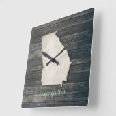 Georgia Wall Clock – Rustic Farmhouse State Decor スクエア壁時計 (傾斜)
