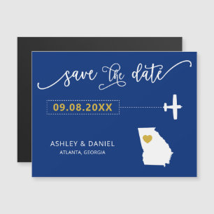 Georgia Wedding Save the Date Card, Map マグネット招待状