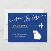 Georgia Wedding Save the Date Card, Map マグネット招待状 (正面)