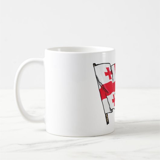 Georgian Flag Red and White Cross コーヒーマグカップ (左)