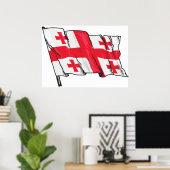 Georgian Flag Red and White Cross ポスター (ホームオフィス)
