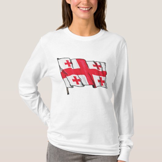 Georgian Flag Red and White Cross Tシャツ (正面)