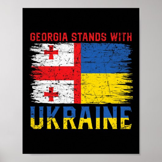 Georgian-ukrainian Flag Flag - Friendly Countries  ポスター (正面)