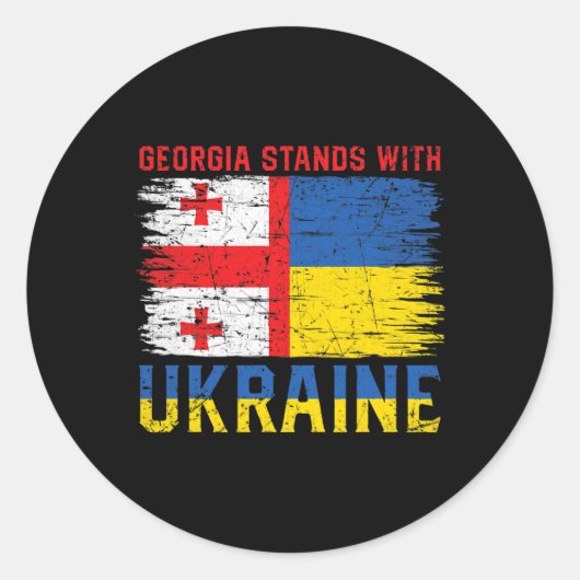 Georgian-ukrainian Flag Flag - Friendly Countries  ラウンドシール (正面)