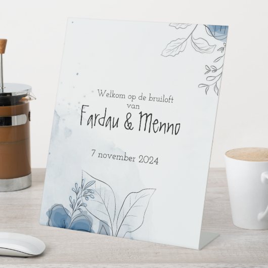 Gepersonaliseerd welkomstsbord bruiloft  台座サイン (インサイチュ)