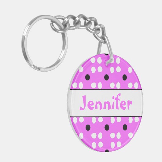 Gepersonaliseerde Stippen patroon キーホルダー (正面左)