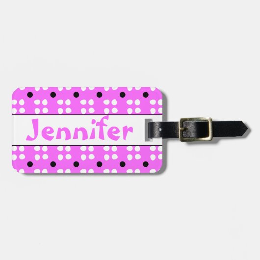 Gepersonaliseerde Stippen patroon ラゲッジタグ (正面横)