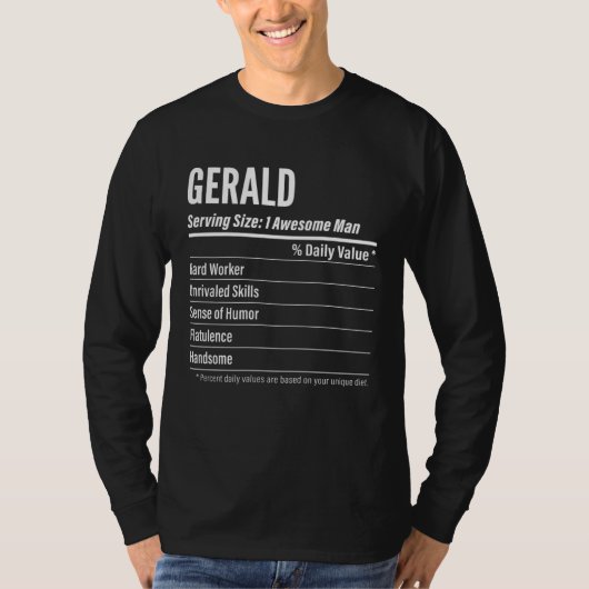 Gerald  Nutritional Facts Serving Size Calories Tシャツ (正面)