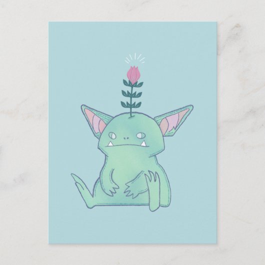 Gerald the Goblin | かわいい不機嫌なファンタジー・クリーチャー ポストカード (正面)