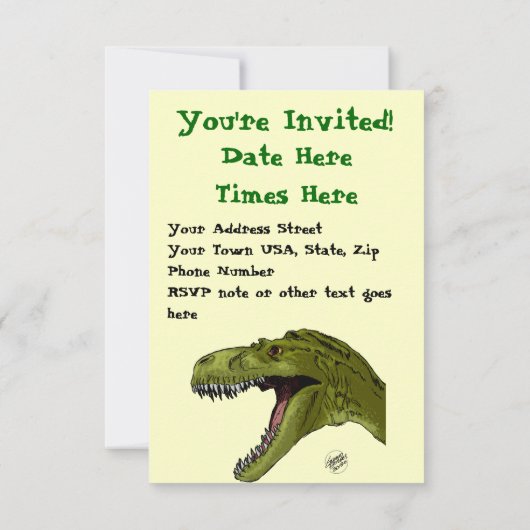 Geraldo Borges著とどろくTレックスの恐竜 招待状 (裏面)