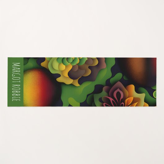 Geranium 3D抽象芸術幾何学模様 ヨガマット (正面(横))