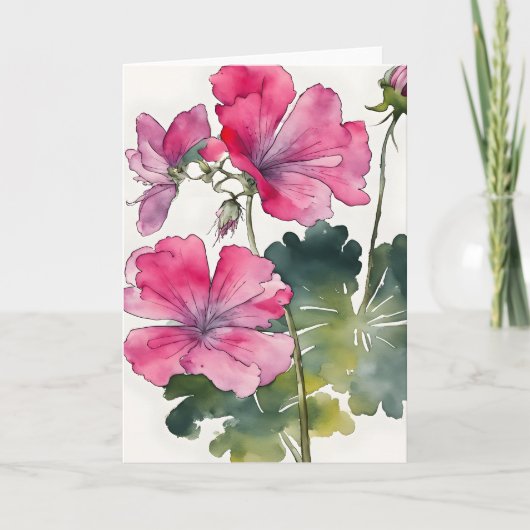Geranium - Watercolor flowers カード (正面)