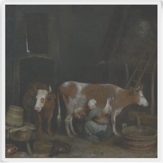 Gerard ter Borch – 納屋で牛を搾乳するメイド シール (正面)