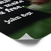 Gerberaデイジーと聖なる書物、 経典詩（ヨハネ8:32） ポスター (角)