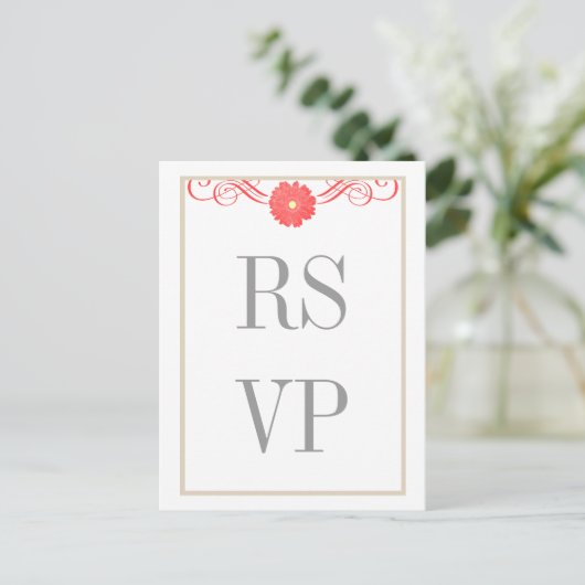 Gerberaデイジースワーls応答ポストカード インビテーションポストカード (スタンド正面)