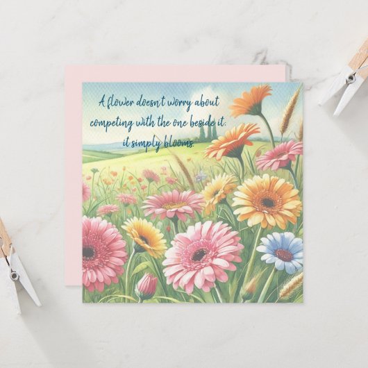 Gerbera Daisy Field & Quote	 カード (正面/裏面インサイチュ)