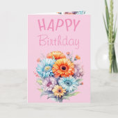 Gerbera flowers happy birthday blank pink カード (正面)