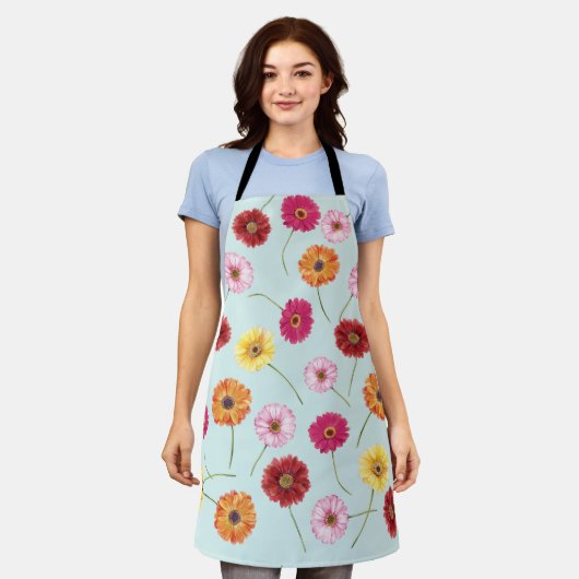 Gerbera,pink,red,orange,yellow エプロン (着用した状態)