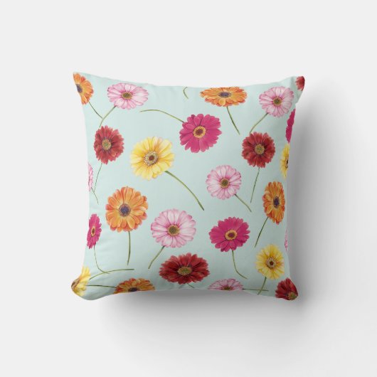 Gerbera,pink,red,orange,yellow  クッション (正面)
