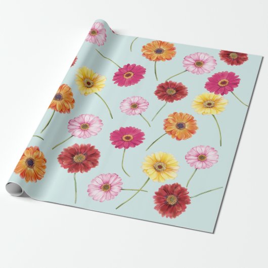 Gerbera,pink,red,orange,yellow wrapping ラッピングペーパー (アンロールド)