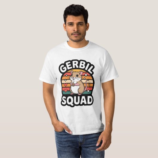 Gerbil Squad Cute Retro Gerbil Lover Design Tシャツ (正面フル)