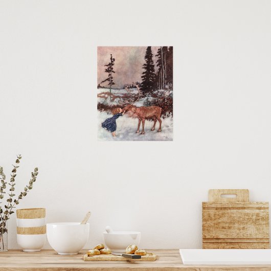 Gerda and the Reindeer by Edmund Dulac ポスター (キッチン)